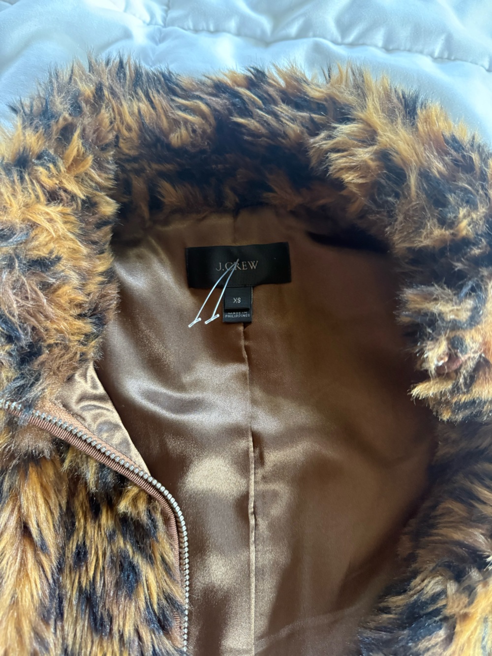 J. Crew Leopard-Print Faux Fur Vest in Brown and Black - Picture 3 of 3